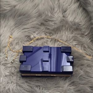 Blue Geometric Clutch